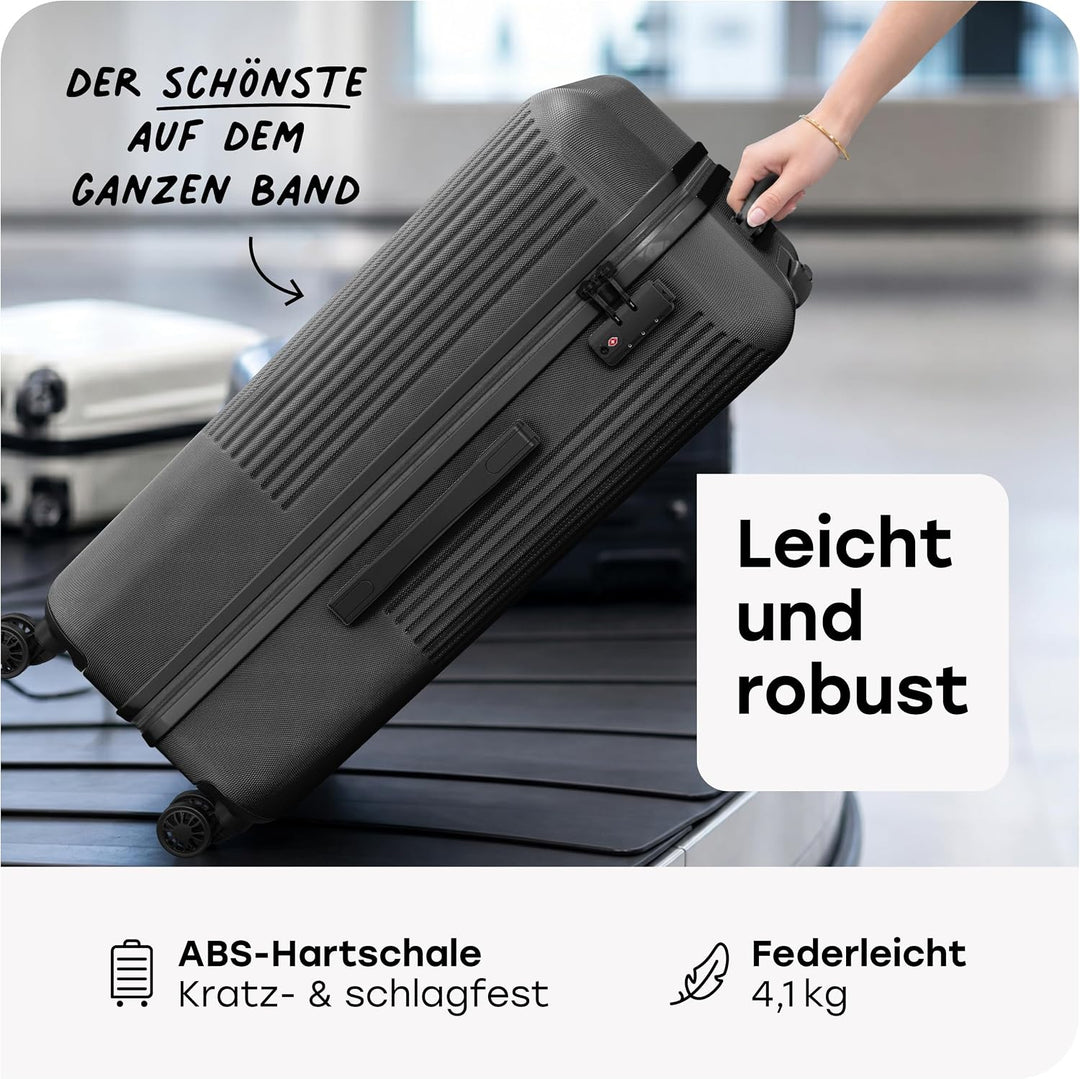 travelite 4-Rad Hartschalenkoffer gross 96 Liter, Gepäck Serie BALI: ABS Hartschalen Trolley mit TSA
