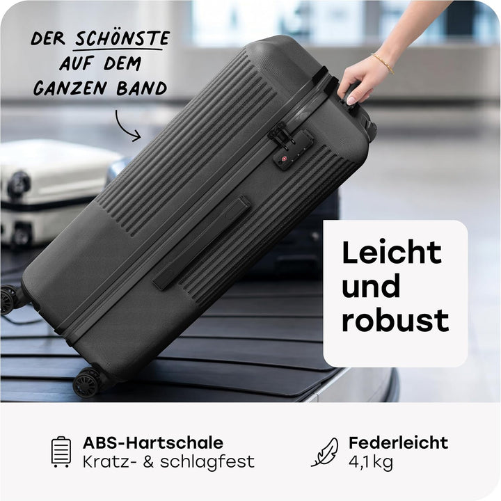 travelite 4-Rad Hartschalenkoffer gross 96 Liter, Gepäck Serie BALI: ABS Hartschalen Trolley mit TSA