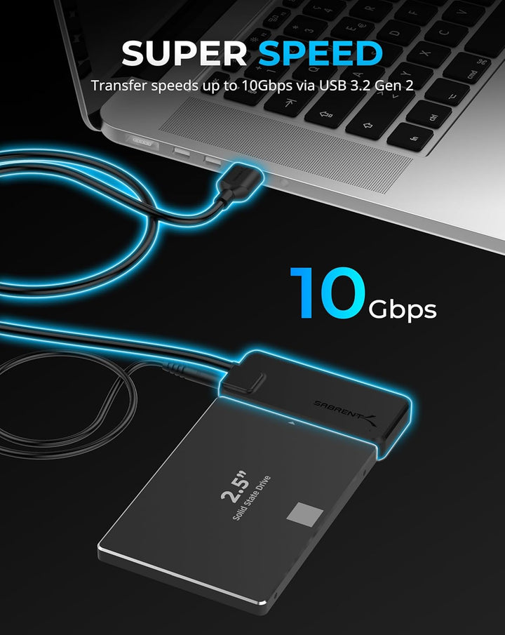 SABRENT SATA/U.2 USB Adapter SSD HDD 2,5 3,5 Zoll Festplattenadapter USB, 3.2x2 10Gbps (EC-U2SA) SAT