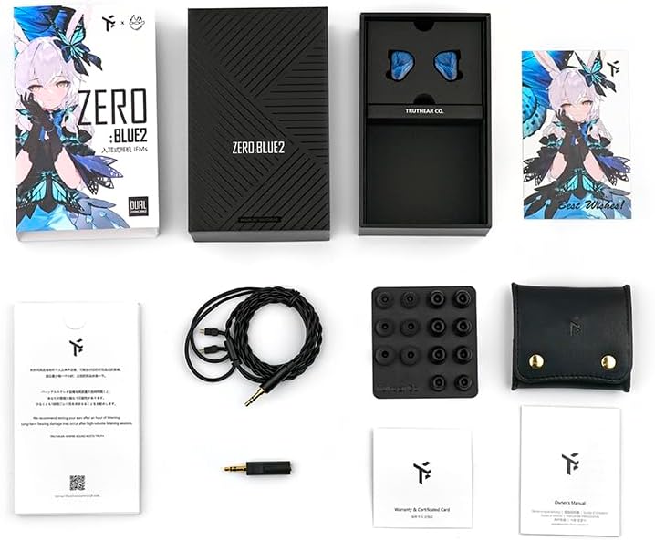 TRUTHEAR Crinacle Zero:BLUE2 Dual Dynamic Drivers In-Ear-Kopfhörer mit abnehmbarem Kabel (3,5 mm), 3