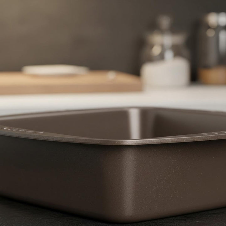 Pyrex asimetriA Bräter aus Metall, leicht zu greifen, quadratisch, 24 x 24 cm, Braun Quadratisch 24x