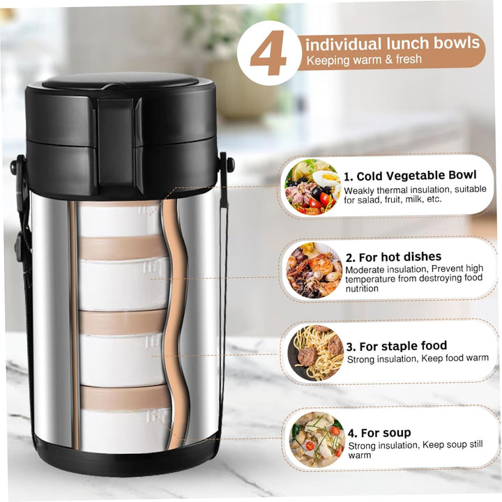 ThermobehäLter für Essen 12H und Leckdosen 3L WarmhaltebehäLter Thermobecher Essen Anti Scald Edelst