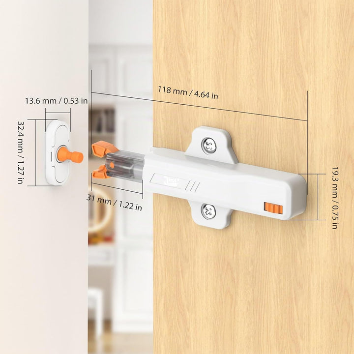 Push to Open Türöffner Heavy Duty Jiayi 2 Stück Drucktüröffner Magnet Schrank 40 N Feder Schnappvers