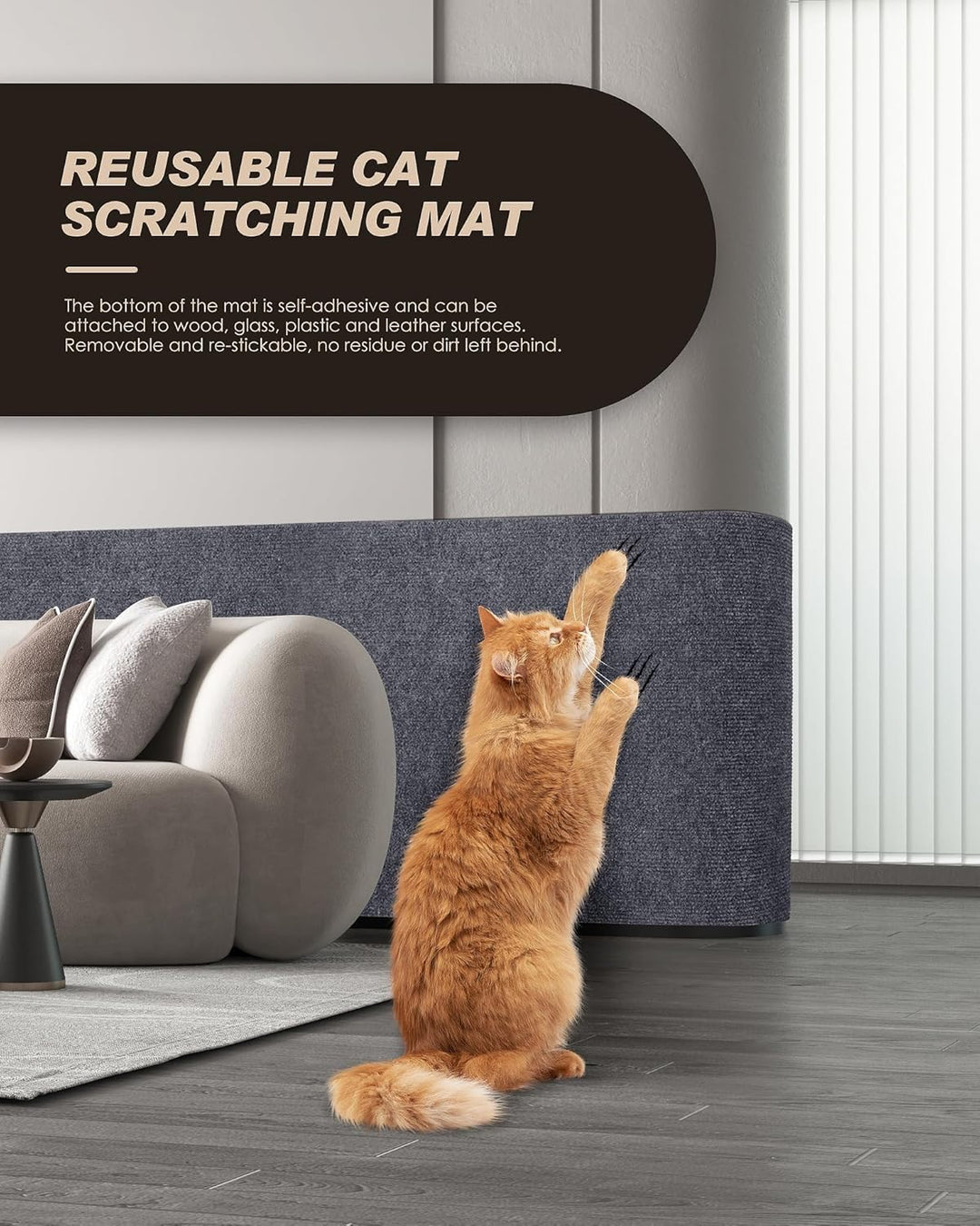 200cmx40cm Kratzmatte Selbstklebend für Katzen, DIY Kratzschutz Sofa, Kratzteppich, Kratzbretter für