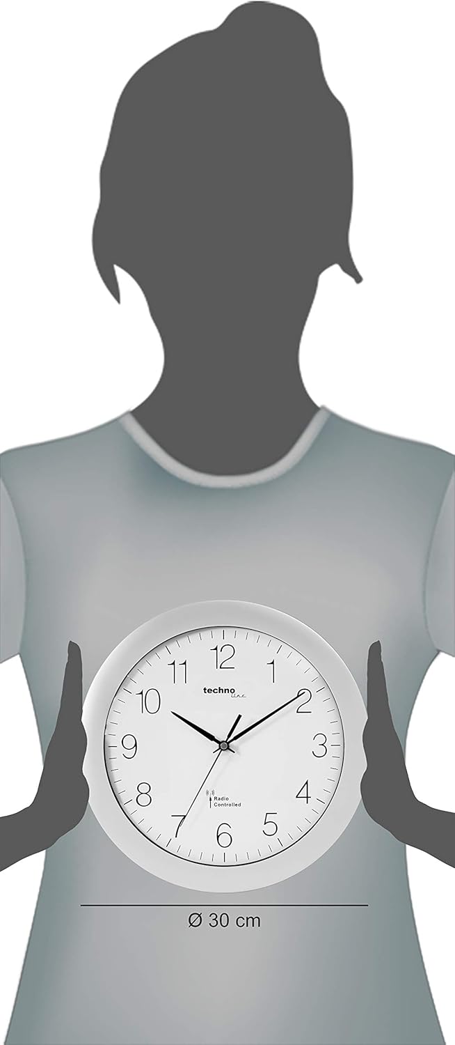 Technoline, WT 8000 Funk-Wanduhr, Ø 30cm, Silber Silber Single, Silber Single
