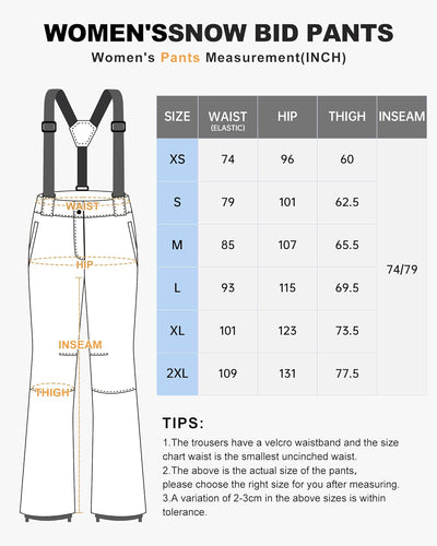 33,000ft Damen Skihose Hosenträgerhose Outdoorhose Wasserdicht Winddichte Softshellhose Warme Gefütt