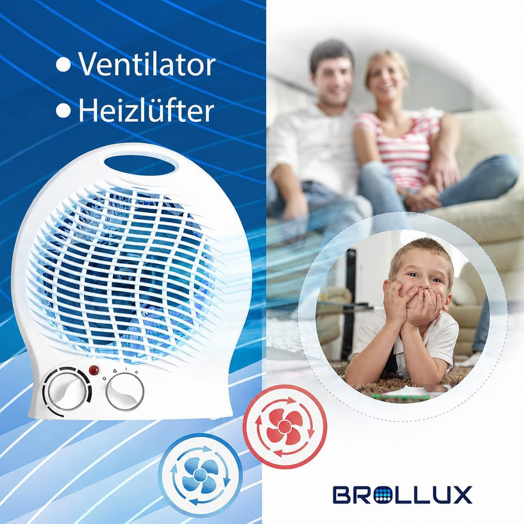 Brollux Elektroheizung 2000W mobiles Heizgerät FH3 Thermoventilator Heizlüfter Spiralheizkörper Heiz