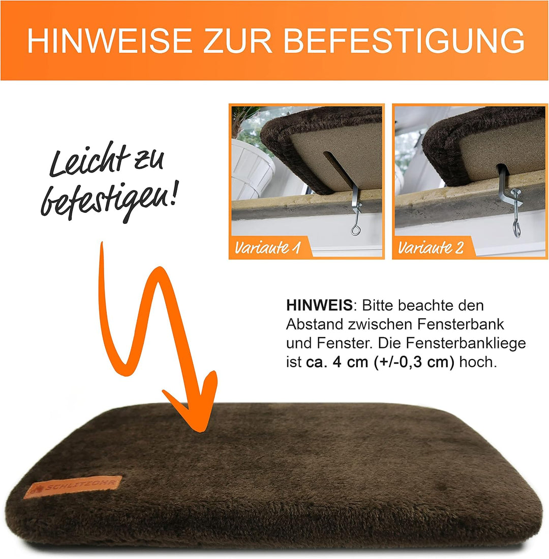 SCHLITZOHR Fensterliegeplatz Teddy | stabile Katzenliege für Fensterbank | Fensterbankliege für Katz