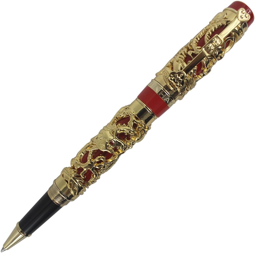 Abcsea Sammler Luxus Geschnitzten Drachen Und Phoenix Rollerball - Gold & rot, Gold & rot
