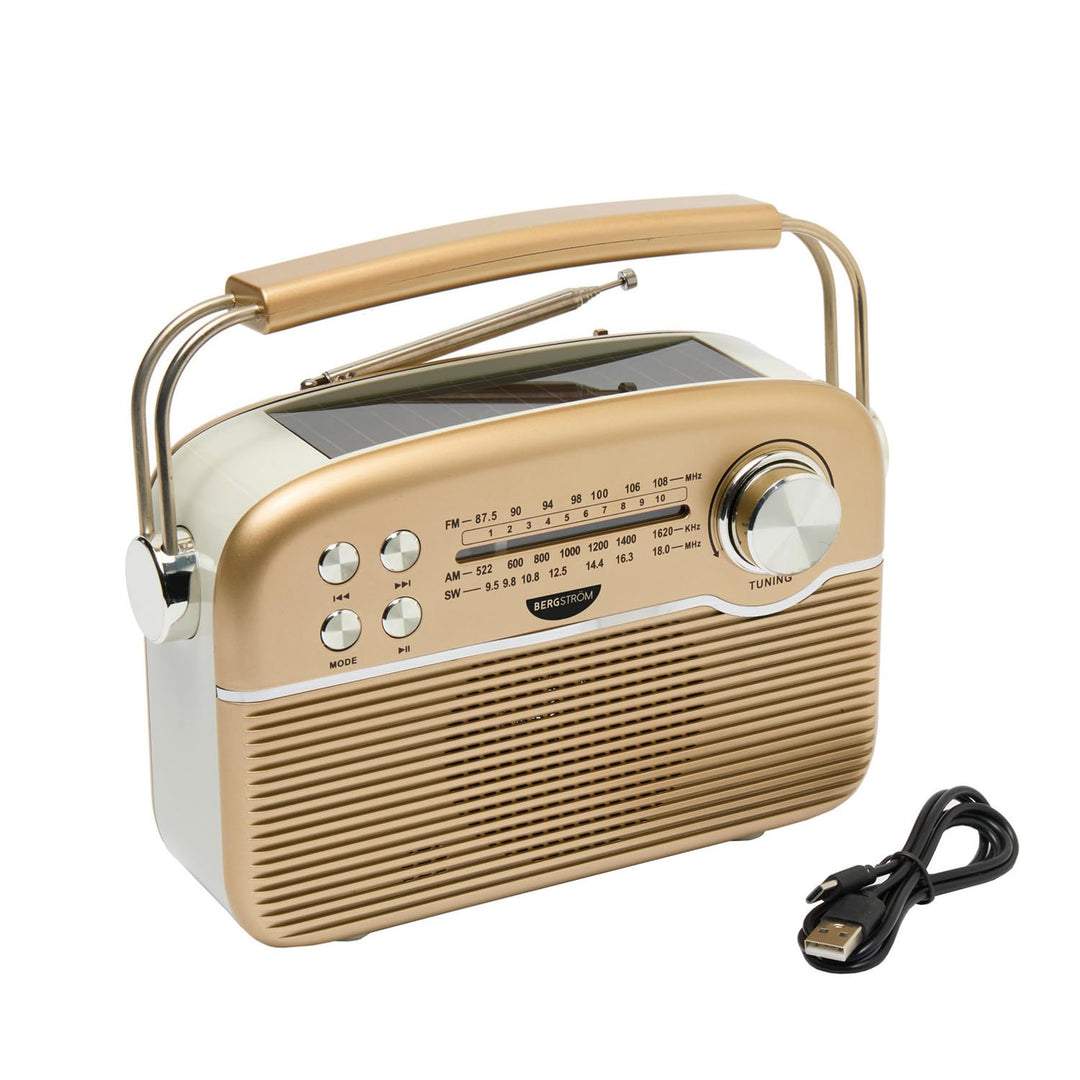 3 PAGEN® tragbares Solar-Radio Retrodesign – Solar- & Akkubetrieb – vielseitige Wiedergabeoptionen –