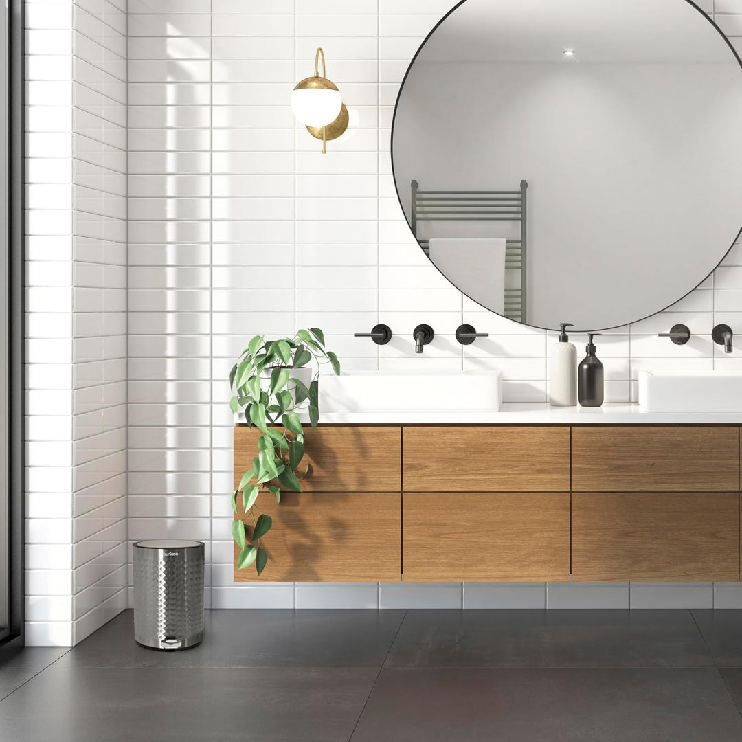 YourCasa Mülleimer Bad 5L aus Edelstahl [Pyramiden Effekt] für Badezimmer und Wohnbereich - Kosmetik