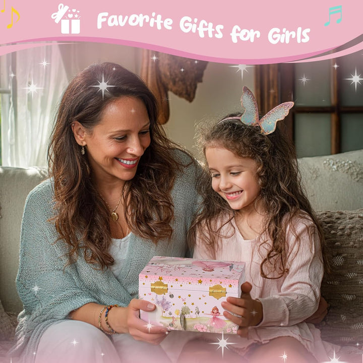 ProCase Kinder Musik Box Schmuckkästchen mit Spieluhr Princess, Schmuckschatulle mit Melodie für Mäd