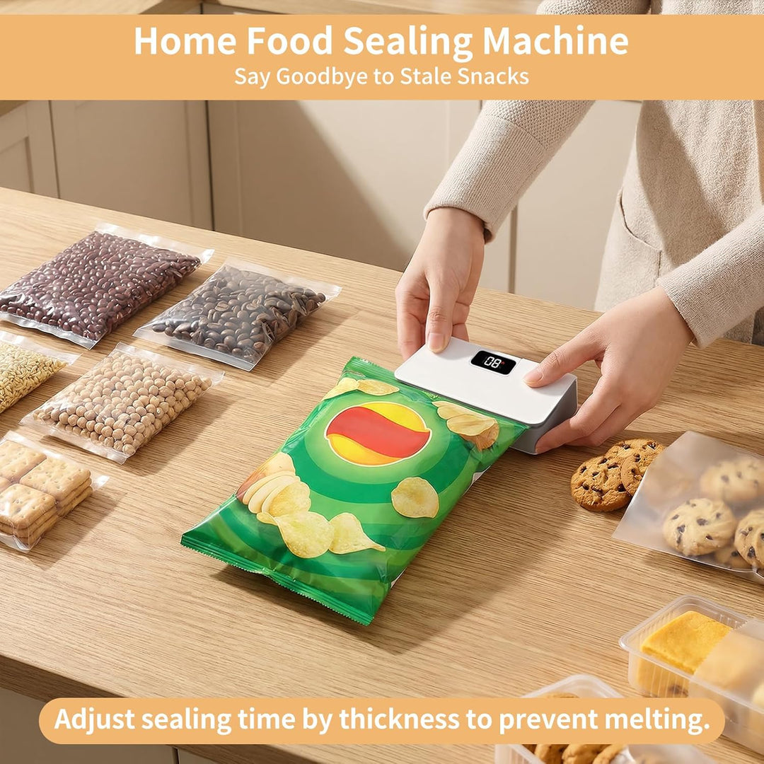 Wiederaufladbares Mini Folienschweissgerät mit LED-Display,6 Stufen Einstellbar Bag Sealer für Plast
