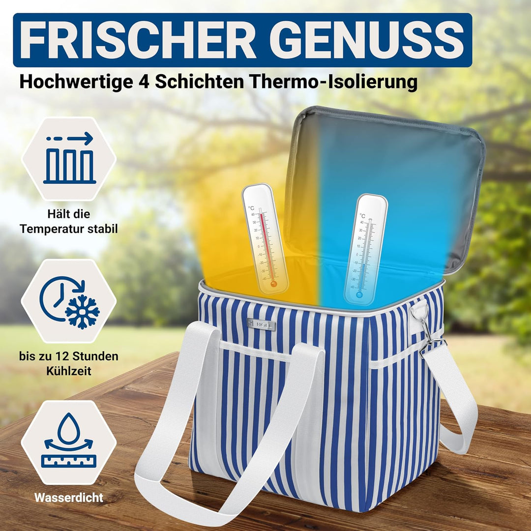 HOEL Kühltasche gross 20L &amp; 30L faltbar - Isolierte Thermotasche - Lunchtasche wasserdicht &amp; auslauf