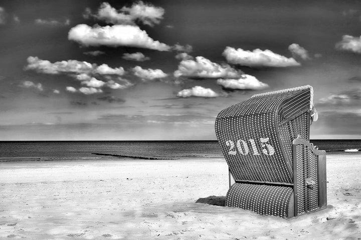 Pixxprint Glasbild | Wandbild aus Echtglas | Strandkorb an der Nordsee | 100x70 cm | inkl. Aufhängun