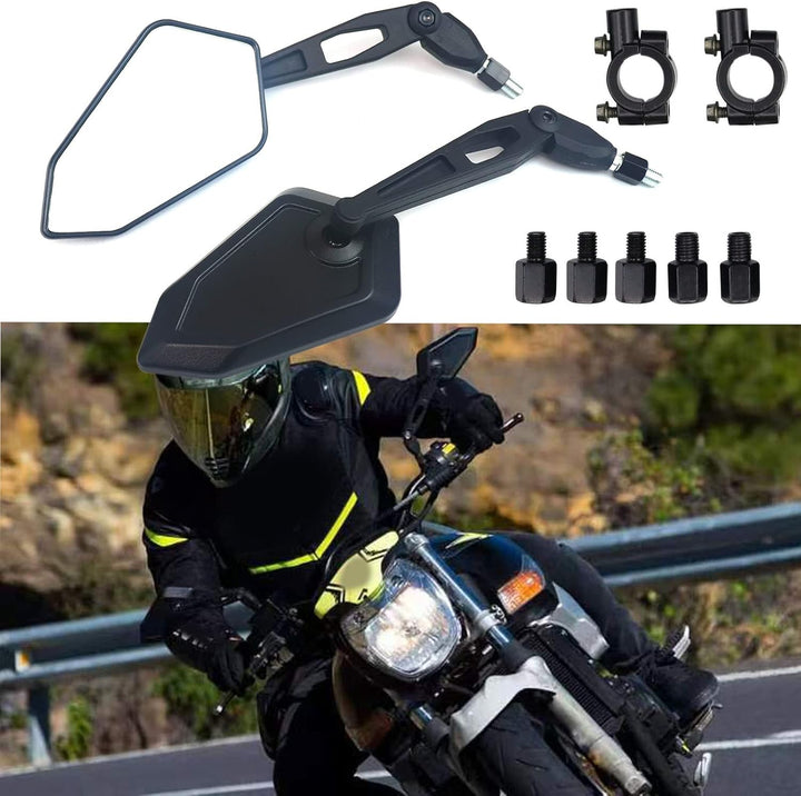 BREDUXSER Universal Motorrad Rückspiegel Spiegel 8 mm 10 mm E-geprüft Rückseitenspiegel Seitenspiege