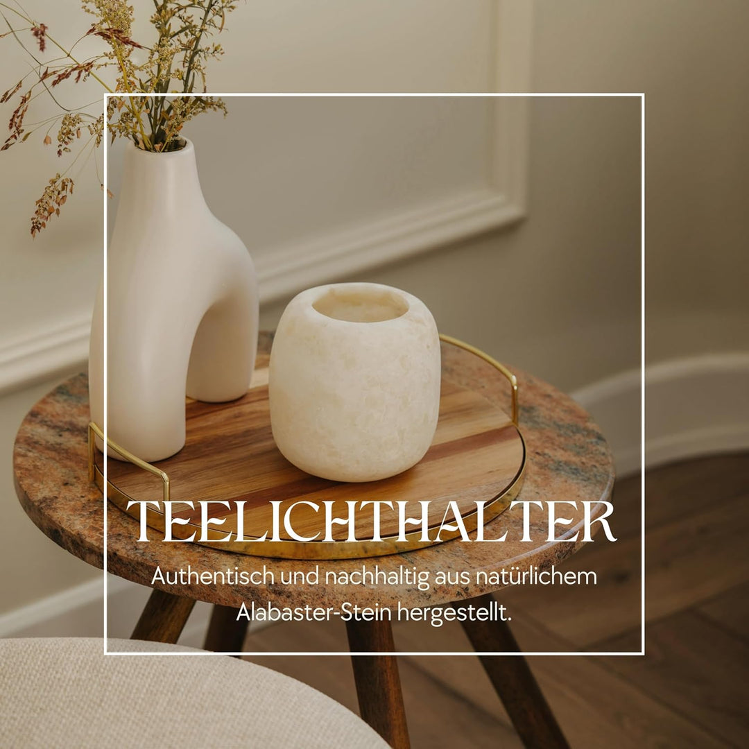 YVELLO. DESIGN Kerzenhalter/Teelichthalter aus Alabaster-Stein - Handgefertigt in Ägypten - Variante