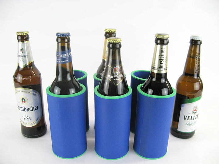 6er Set Blaue Getränkekühler 0,5l Flasche - Bierkühler - Neoprenkühler - passgenau ~Flaschenkühler~
