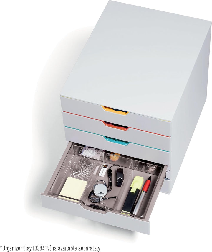Durable Schubladenbox A4 (Varicolor Mix) 5 Fächer, mit Etiketten zur Beschriftung, mehrfarbig, 76252