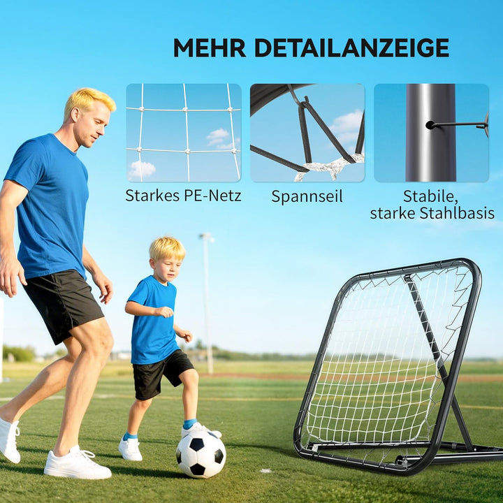 HOMCOM Rebounder für Fussball, 78 x 84 cm Prellwand mit Heringen, verstellbar in 5 Stufen, tragbar,