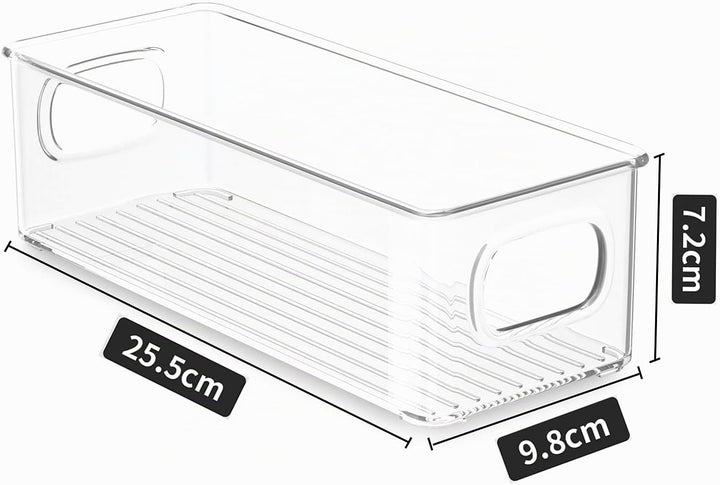 FINEW Kühlschrank Organizer 6er Set, Stapelbar Küchen Aufbewahrungsbox, Kühlschrankbox mit Griff, du