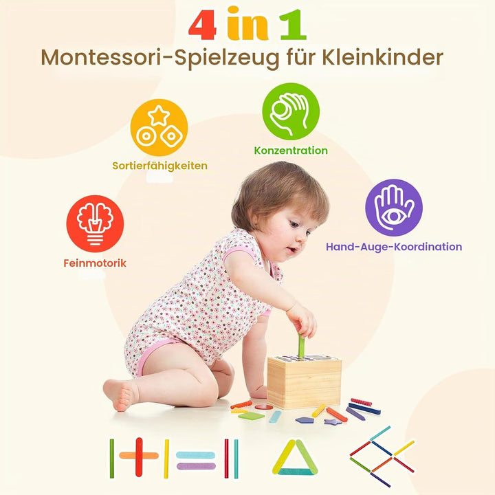 Montessori Spielzeug ab 1 2 3 Jahr, Holzspielzeug Steckspiel ab 2 Kinder, Farbe Form Sortierspiel An