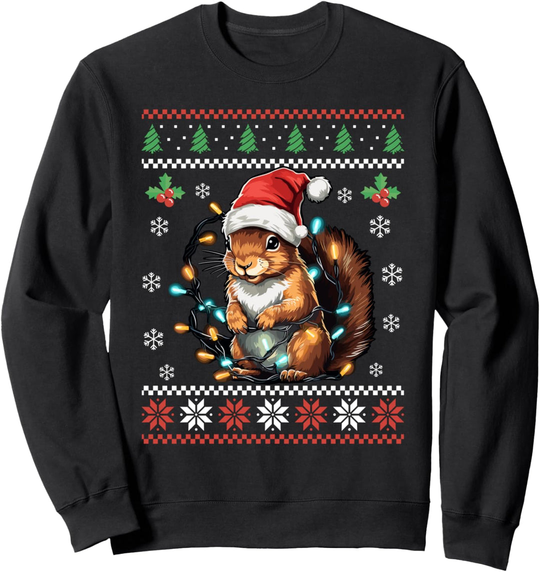 Weihnachtspullover mit Eichhörnchen-Motiv für Erwachsene und Kinder Sweatshirt