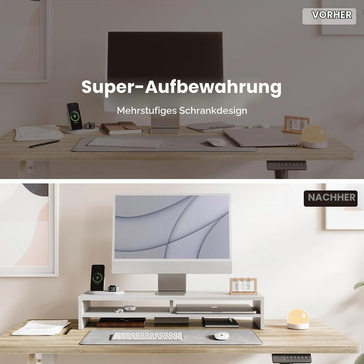 Fenge Dual Monitorständer Riser 2 Etagen Bildschirmständer für Computer PC Laptop Drucker TV, Schrei
