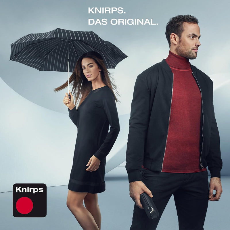 Knirps Taschenschirm T Duomatic „Black Edition“ – Faltbar – Sturmfest – Auf-Zu-Automatik – Windproof