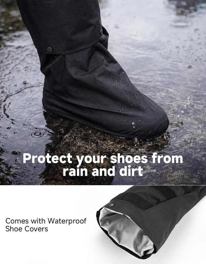 KEMIMOTO wasserdichte Regenhose für Herren, Leichte Winddichte Wanderhose mit Transportbeutel, Fahrr
