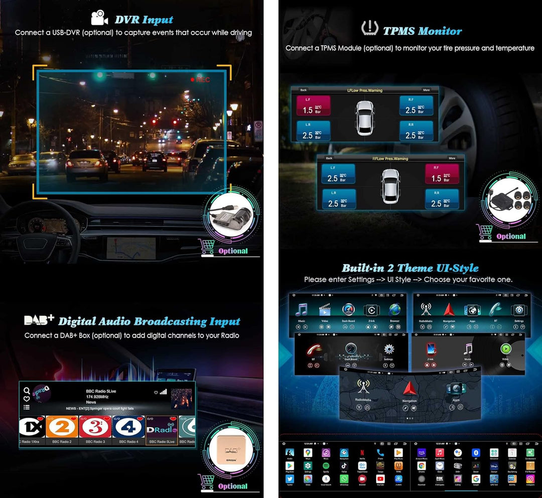 Erisin 10.25 Zoll 8-Kern 4GB+64GB Android 12 Autoradio GPS Navi für Mercedes Benz E-Klasse W212 S212