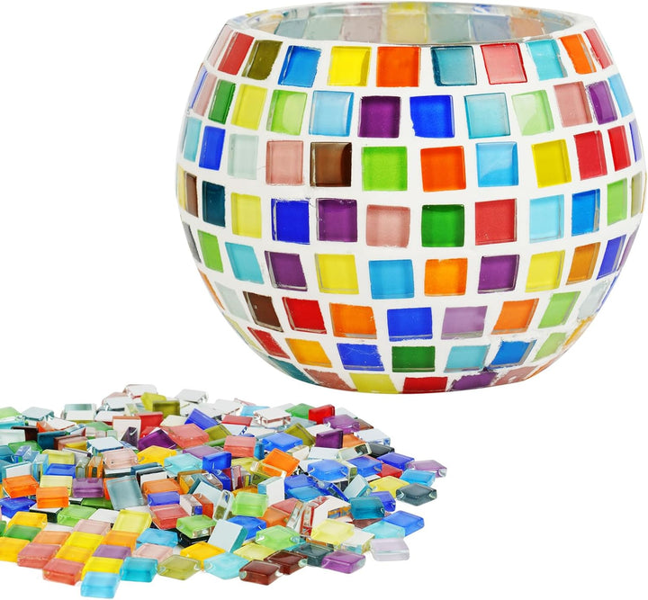 AUAUY Glasmosaik Kerzenhalter Kit, Mosaik Bastelset Kinder Mosaiksteine zum Basteln Mädchen Mosaikfl