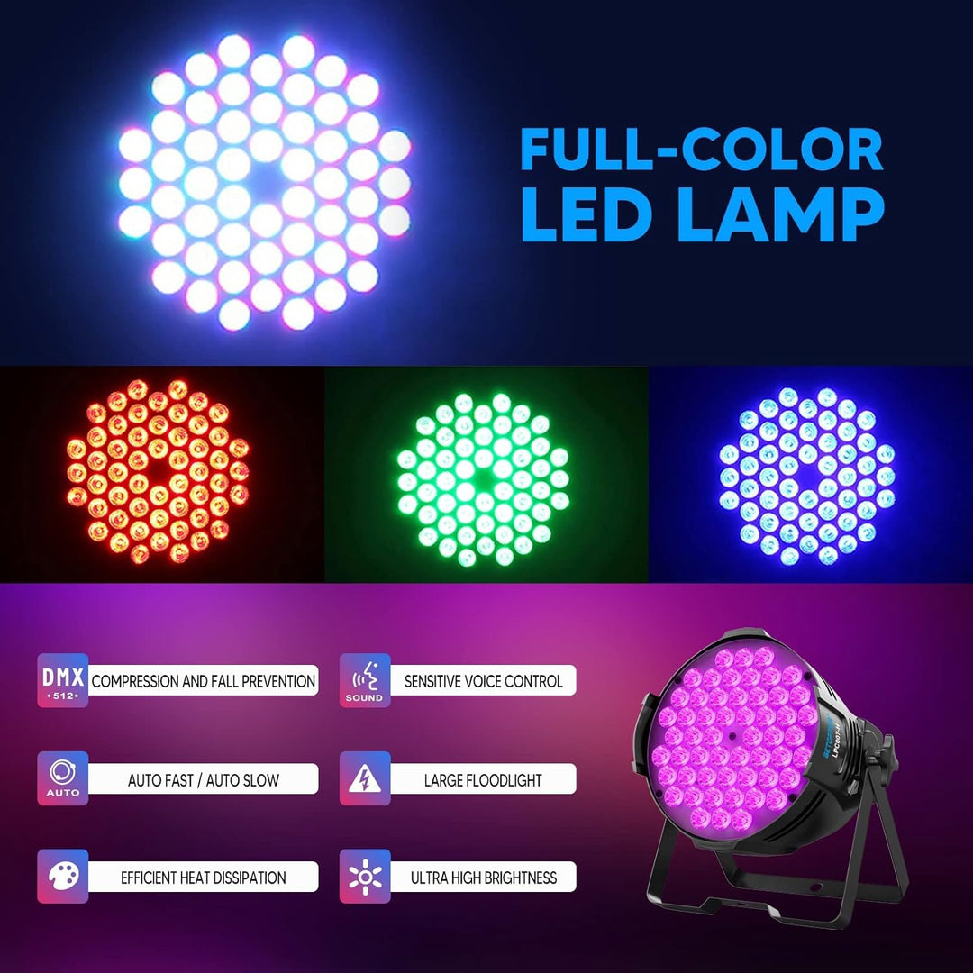 BETOPPER Partylicht Bühnenlicht 160W LED Par Scheinwerfer, 54x3W LED RGB Lichteffekte DJ Lichter mit