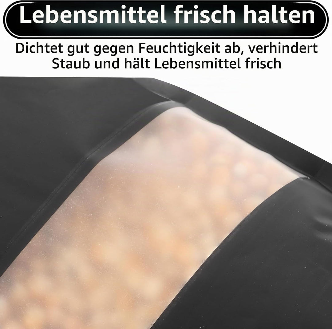 MIVIDE 100 Stück Wiederverschliessbare Mylar Beutel, 18 x 26 cm Standbodenbeutel mit Fenster Alumini