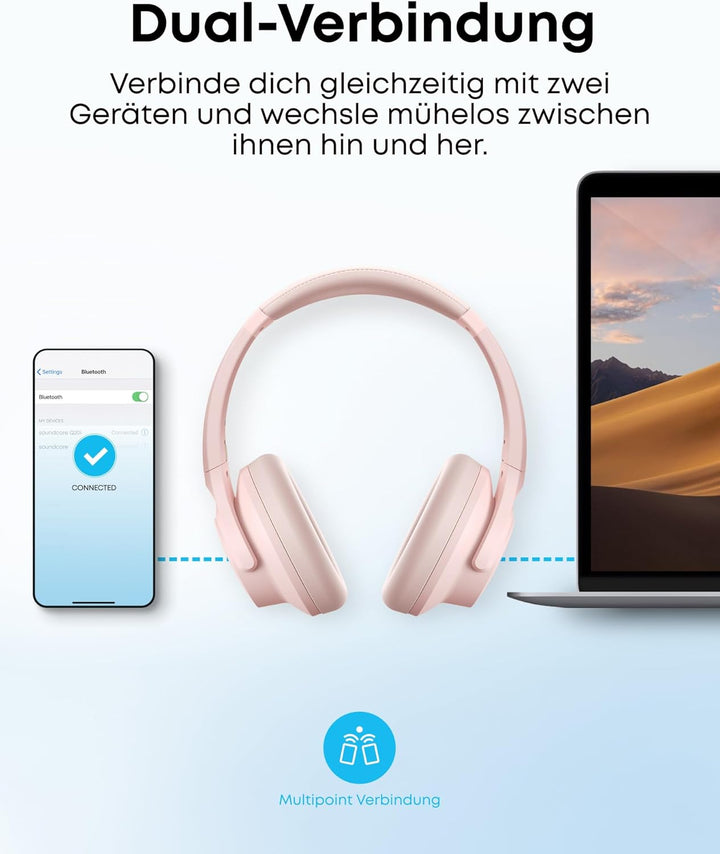 soundcore by Anker Q20i kabelloser Bluetooth Over-Ear-Kopfhörer mit Hybrid Active Noise Cancelling,