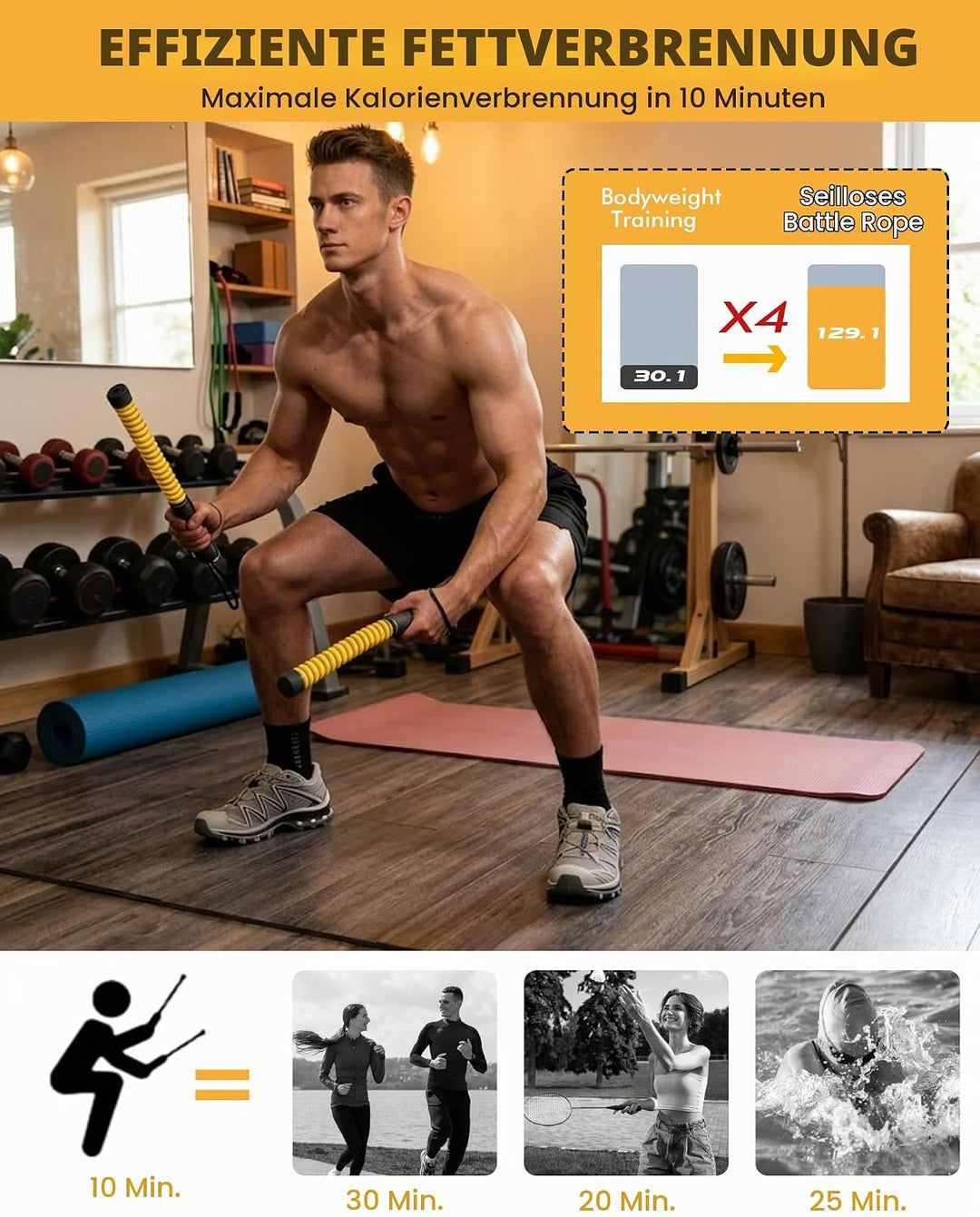 GUUG Battle Rope Ohne Seil Seilloses Training für Zuhause