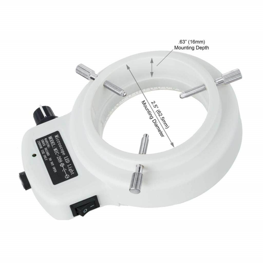 AmScope LED-144W-ZK Weiss Einstellbarer 144 LED Ring Light Illuminator für Stereomikroskop und Kamer