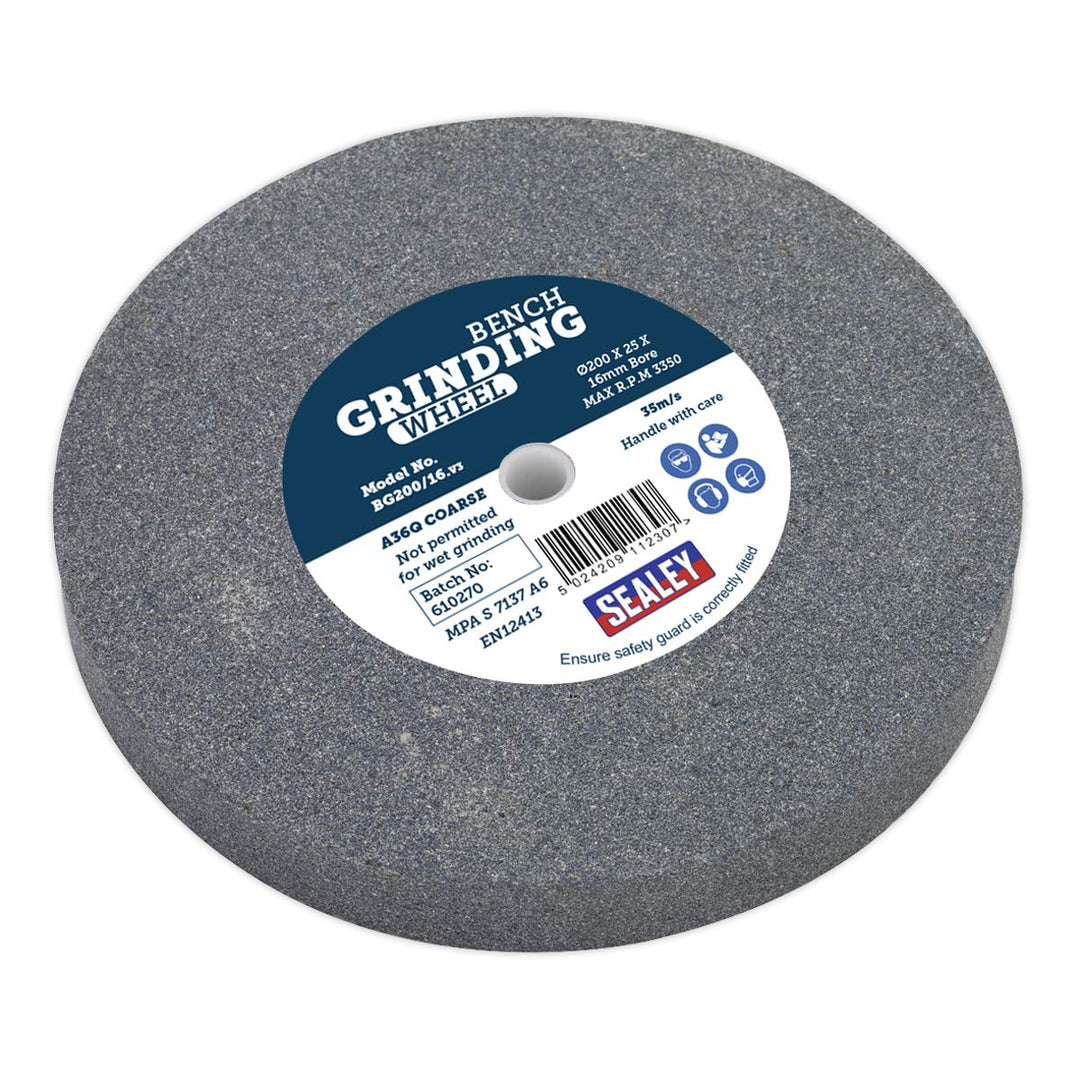 SEALEY BG200/16 x 200 x 25 mm 16 mm Bohrung A36q Schleifstein Grob
