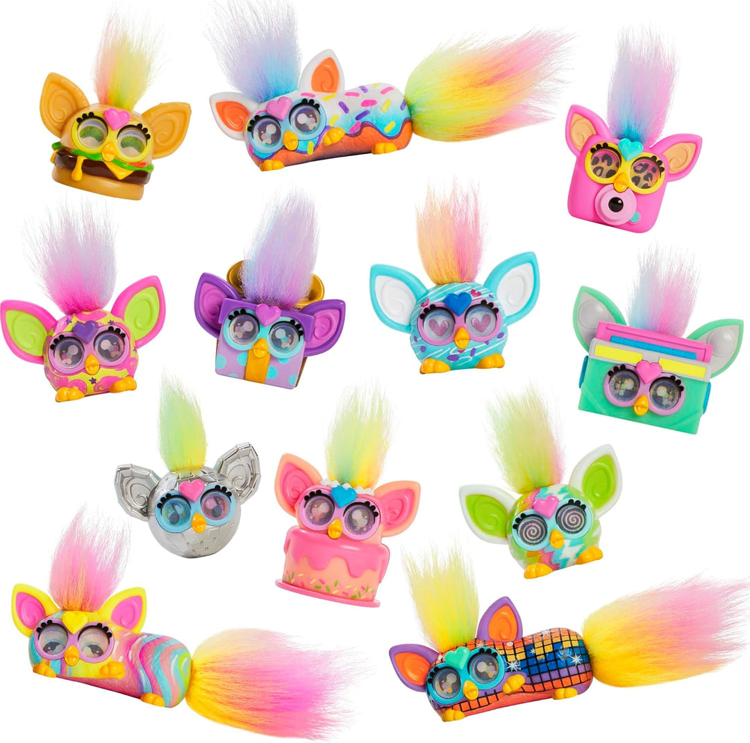 FURBY Minis Figuren 12er-Pack Serie 1, 2,5 cm grosse interaktive Plüschtiere für Mädchen und Jungen