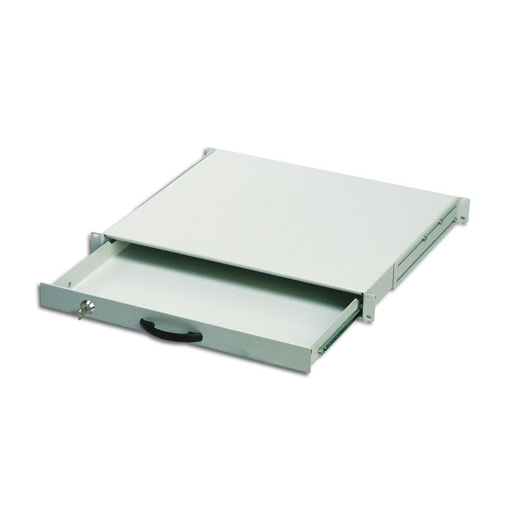 DIGITUS Professional 1HE Tastatureinschub, 19" (485mm), abschliessbar, Grau Grau 1 HE Single, Grau 1