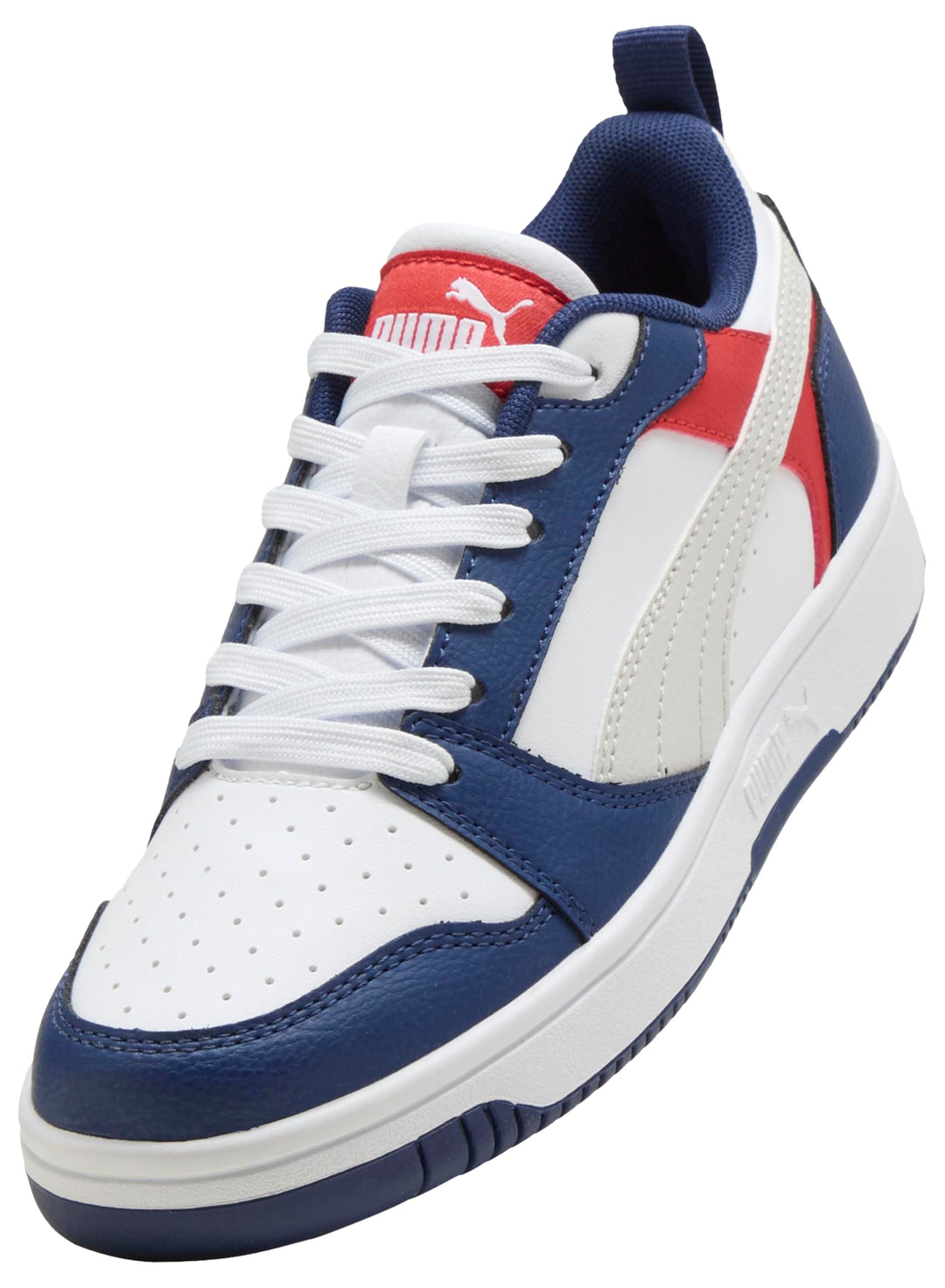 PUMA Unisex Kinder Rebound V6 Lo Jr Sneaker 5 UK Blaue Schmucksteine Federgrau Puma Weiss, 5 UK Blau