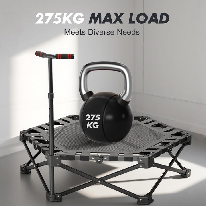 106cm Fitness-Trampolin Indoor für Erwachsene | Hohe Belastbarkeit | Höhenverstellbar | EIN-klick-Fa