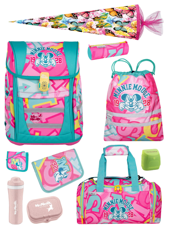 Familando - McNeill Teneris Schulranzen Set - 10-teilig mit Schultüte - Minnie Mouse - Ergonomisch &