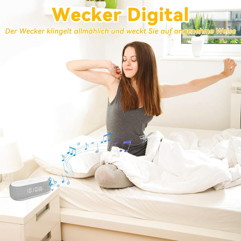 Yeelan Digitalwecker, Wecker Digital mit Licht, 15W Kabellose Aufladung für iPhone/Samsung, Alarm Cl
