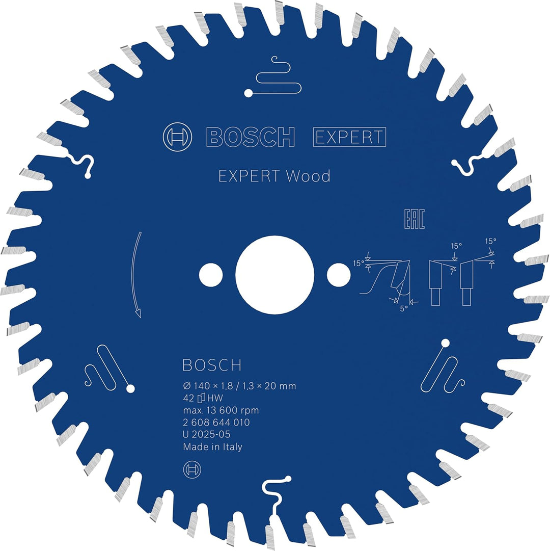 Bosch Professional 1x Kreissägeblatt Expert for Wood (Holz, Sägeblatt Ø 140 x 20 x 1,8 mm, 42 Zähne,