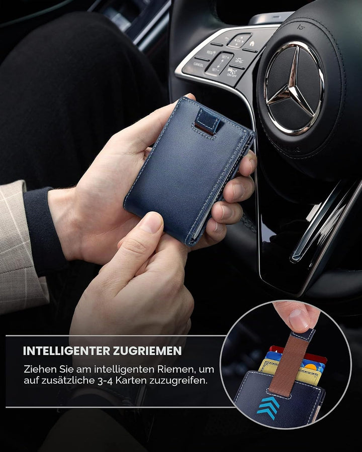 SERMAN Brands RFID-blockierend, schmal, falsches Echtleder, minimalistische Vordertasche, Geldbörsen