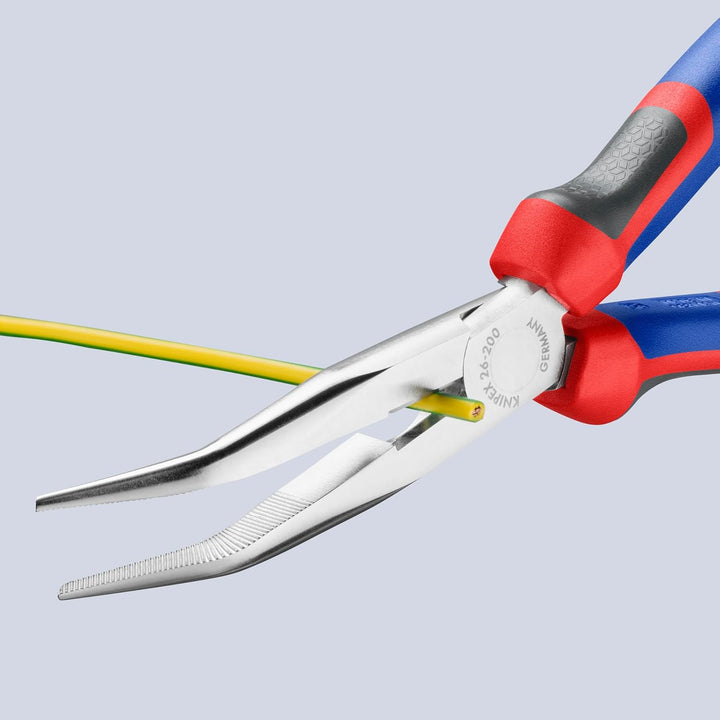 KNIPEX Flachrundzange mit Schneide (Storchschnabelzange) verchromt, mit Mehrkomponenten-Hüllen 200 m