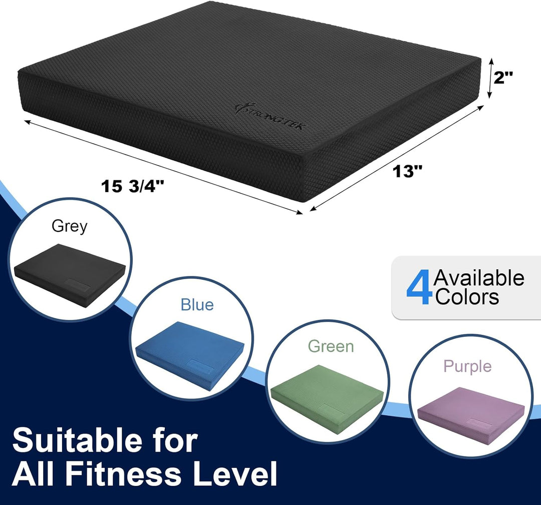 StrongTek Professionelle Schaum-Balance-Matte – 40 x 33 x 5 cm, hochdichter rutschfester TPE-Schaum,