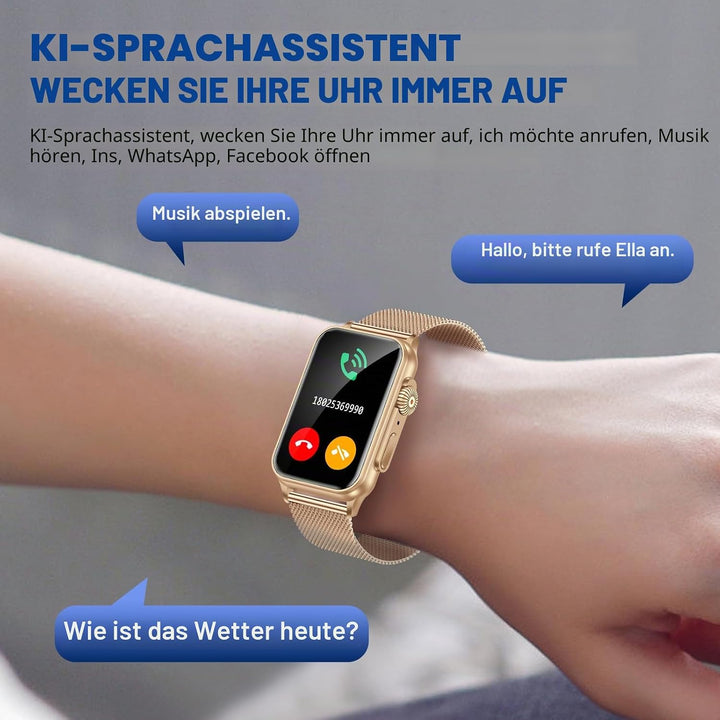 Smartwatch Damen mit Telefonfunktion 1,57 Zoll Fitnessuhr Damen mit 130 Sportmodi AI Voice IP68 Wass