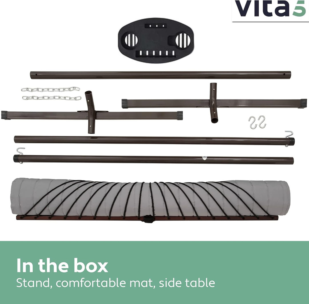 VITA5 Hängematte mit Gestell und Tisch - Hängematte Outdoor für den Garten, Pool & Balkon - Grosszüg